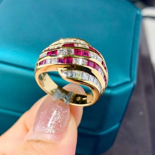 XHD520 Solid 18K Gold Nature Red Ruby 1.03ct Gemstones diamonds Rings for Women Fine Jewelry Presents the Six-word Admonition