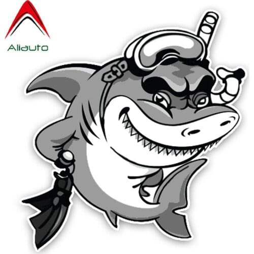 Aliauto Funny Shark Diver Lovely Cartoon Car Sticker PVC Decal for Motorcycle Bmw E46 Volkswagen Mercedes Renault,13CM*14CM