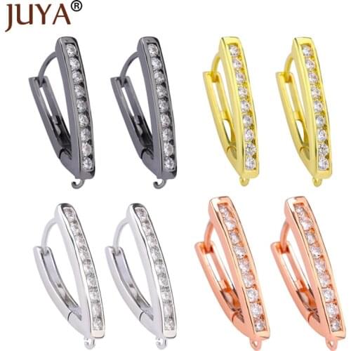 JUYA DIY Cubic Zirconia Earrings Clasps Hooks for Woman Handmade Jewelry Making Accessories Fashion Design Hollow Earrings Hooks