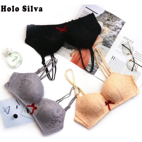 Women Push Up UnderWire Sexy Lace Bra Seamless Sexy Lace Bras Girls Adjustment Small Chest Women Underwear 75A B Cup