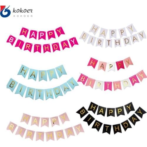 11.5*16.5cm Themes Happy Birthday Banner Baby Shower Birthday Party Decorations Photo Booth Happy Birthday Bunting Garland Flags