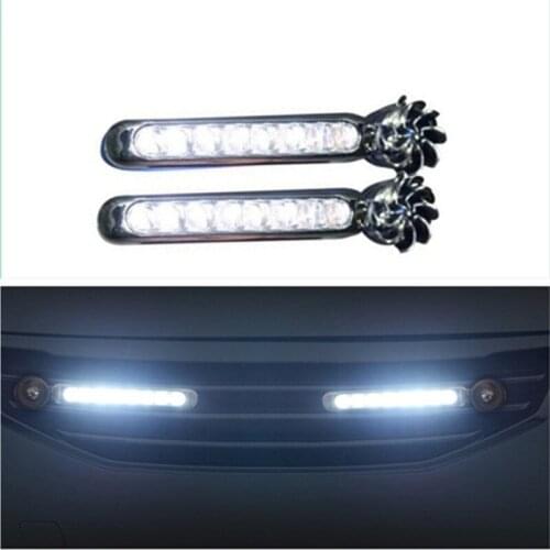 2pcs car light wind power no need external power supply car daytime running lights 8 LED DRL daylight headlight lamp