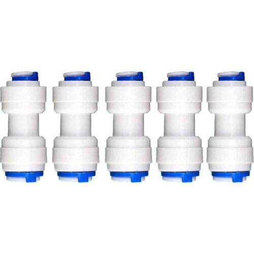 5 PCS 3/8" to 1/4"Tub OD Quick Connect Tube Fittings I-Type Straight Connector for RO Water Systems Water Purifier Accessories