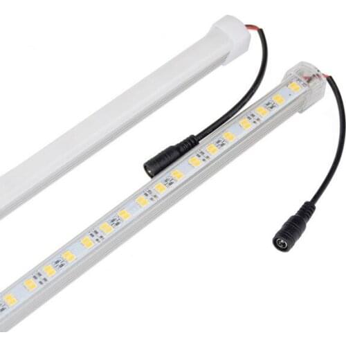 50CM DC12V double LED Bar light 5630 With PC cover 72leds Rigid light hard strip with DC plug for portable battery