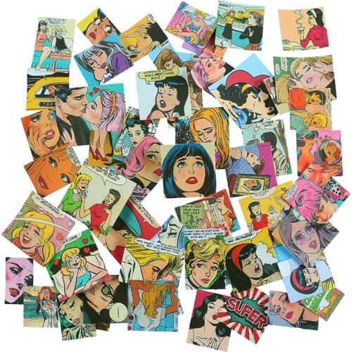 54Pcs Nostalgic Vintage Poster Stickers DIY Scrapbooking Album Junk Journal Diary Appy Planner Decorative Stickers LD