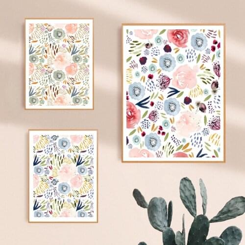Watercolor Floral Posters and Prints Wall Art Canvas Painting Flowers Wall Picture for Living Room Home Decoration