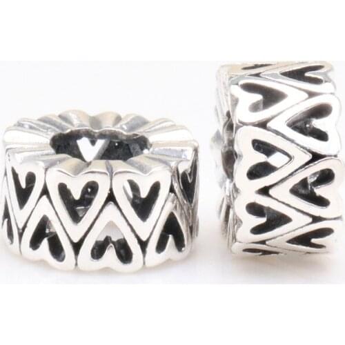 Authentic 925 Sterling Silver Creative Hollow Out Hand Painted Love Beads Fit Original Pandora Bracelet For Women Diy Jewelry