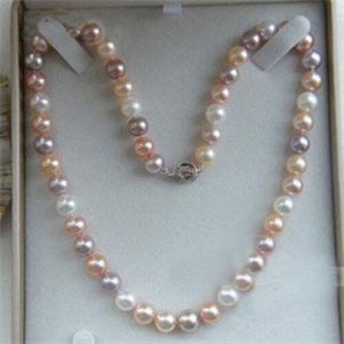FREE shipping> >>>>Pretty 8MM Multicolor Akoya Shell Pearl Beads Necklace AAA 18" 6.07 6.08