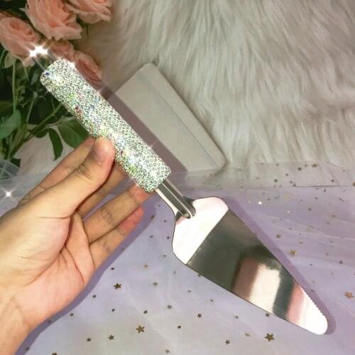 Sparkling Pizza Peel Bread Knife Stainless Steel Rhinestone Pizza Shovel for Baking Crystal Cake Knife Accessories Pizza Cutter