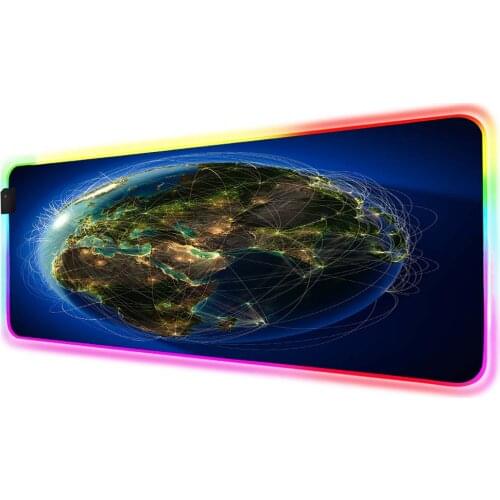 Large Mousepad RGB Best Selling Dear Franxx Mouse Pad Earth Pattern LED Gaming Mouse Keyboard Computer Notebook XXL Gaming Desk