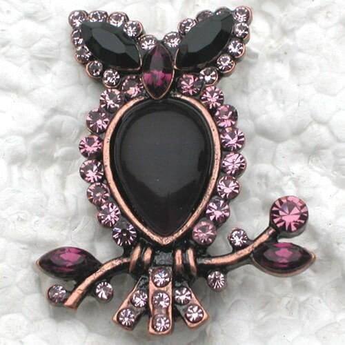 12pcs/lot Wholesale Fashion Brooch Rhinestone Owl Pin brooches Mens Woman Accessories in 6 colors C101253