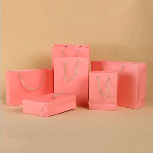 Pink Color Paper Bag 100PCS/LOT Gift Bag Packaging Bag 6 Size Available Can Printing LOGO
