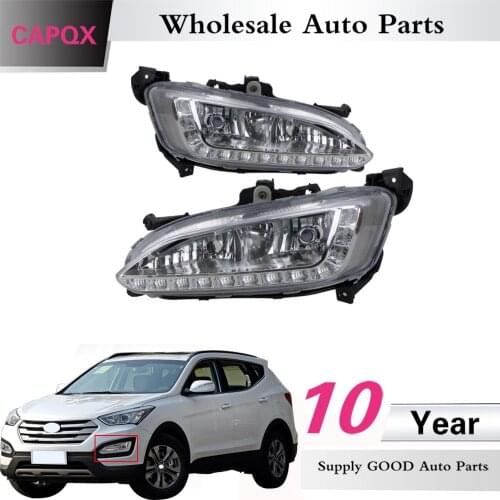 CAPQX 2pcs For Hyundai Santa Fe Santafe IX45 2013 2014 2015 Refit converted LED Fog Light Lamp Foglight running light
