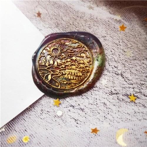 A persons Travel stamp head of Retro Wood Stamp Sealing Wax Seal Stamp Wedding Decorative sealing Stamp wax seals