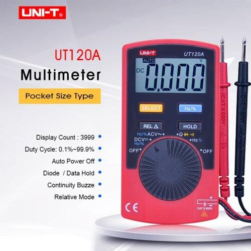 Digital Multimeter UNI-T UT120A Mini multimeter AC/DC Voltage meter Resistance frequency tester Auto Range voltmeter Diode test