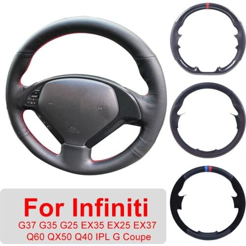 Customized Car Steering Wheel Cover For Infiniti G37 G35 G25 EX35 EX25 EX37 Q60 QX50 Q40 IPL G Coupe Leather Protective Wrap