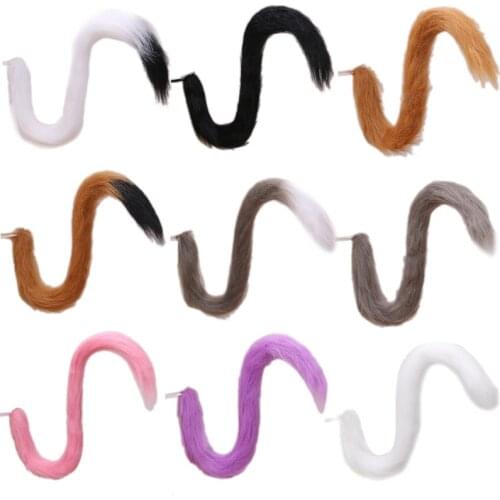 Adults Kids Cosplay Anime Fluffy Plush Long Cat Tail Fancy Dress Accessories Halloween Party Costume Prop