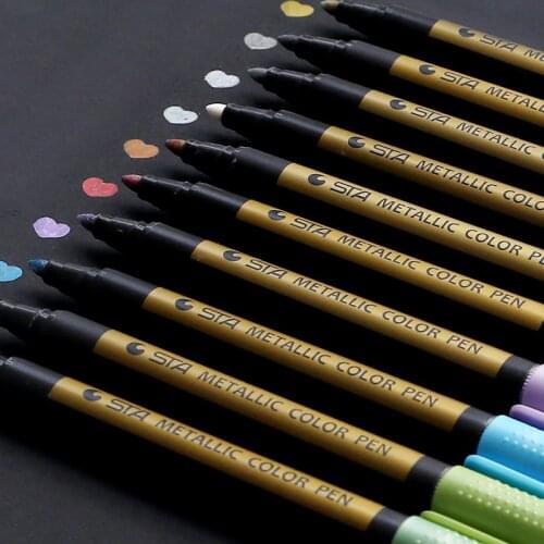 10 Color Metallic Paint Marker Pen Permanent Writing Rock Painting Photo Album Scrapbook Glass Wood Canvas Card Art marker