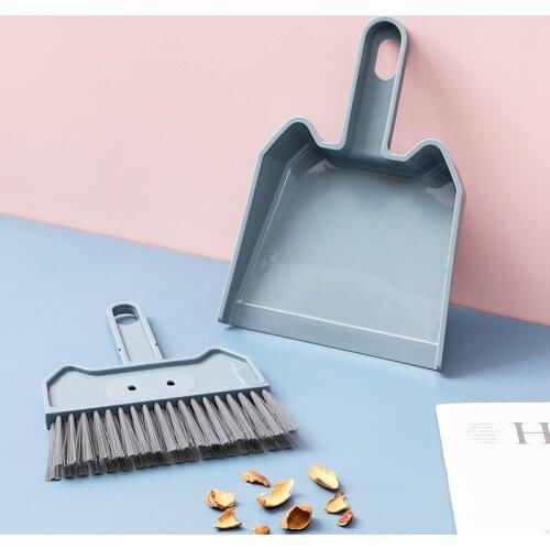 Mini Desktop Sweep Cleaning Brush Two-Pieces Set Keyboard Brush Small Broom Dustpan Set for Home School Office Clean Brush
