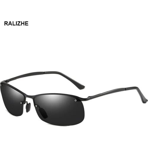 Fashion Men Polarized Rimless Sunglasses Anti-Glare Alloy Black Frame Luxury Brand Design Driving Goggles Fishing Sun Glasses