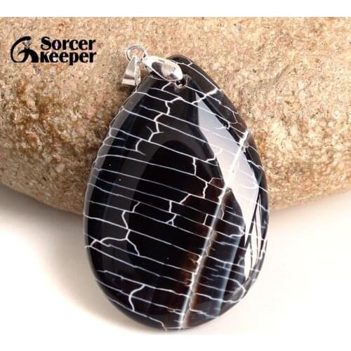 Mens Fashion Black Natural Botswana Onyx Agates Stone Pendants for Rectangle Charm Jewelry Making Good Quality BA740