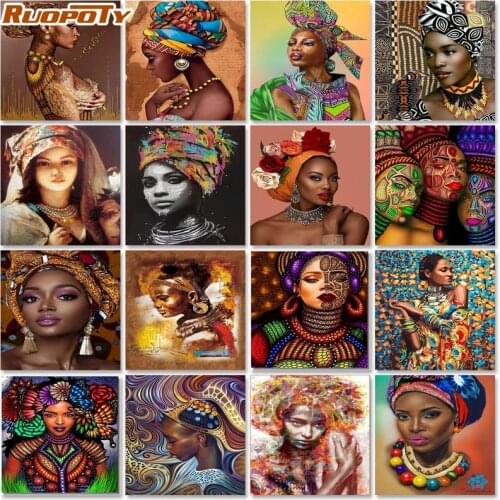 DIY Diy Coloring Picture By Numbers Africa Girl Unique Gift For Children Painting By Numbers Portrait Zero Foundation Wall Art
