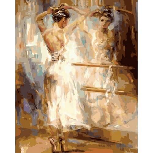 Frameless painting by numbers wall decor diy picture oil painting on canvas for home decor 4050 in mirror