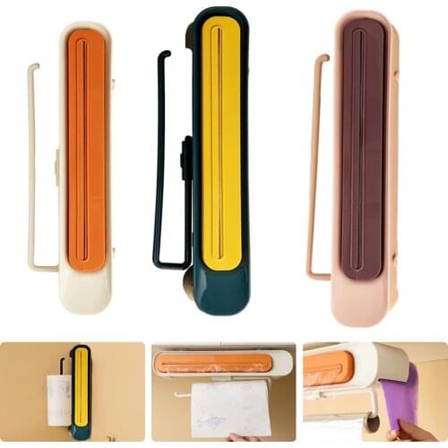 Cling Film Cutter Wall-Mounted Tin Foil Oil Absorption Paper Hanging Bracket Trash Bag Storage Holder Plastic Wrap Dispensers