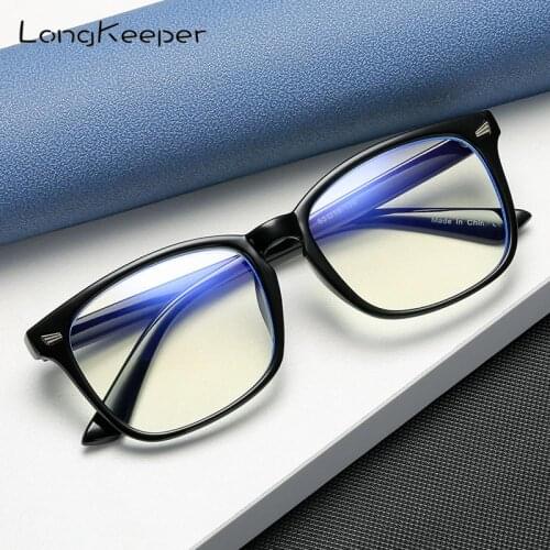LongKeeper Classic Square Glasses Frame Men Women Blue Light Coating Gaming Eyeglasses Clear Lens Eyewear Spectacles Frames