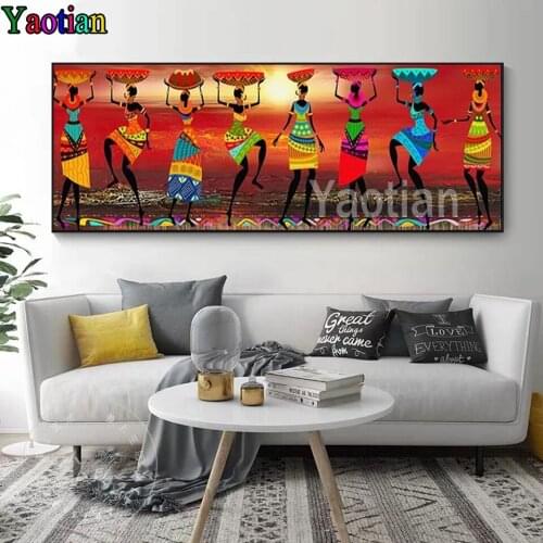Full Square/Round Diamond Painting 5D African Women Dancing Diamond Embroidery Cuadros Etnicos Tribal Art Painting Cross Stitch