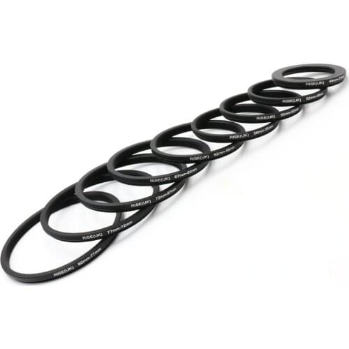 RISE(UK)9pcs 82mm - 37mm Step Down Lens Filter Ring Stepping Adapter 82 77 72 67 62 58 55 52 49 37mm Kit