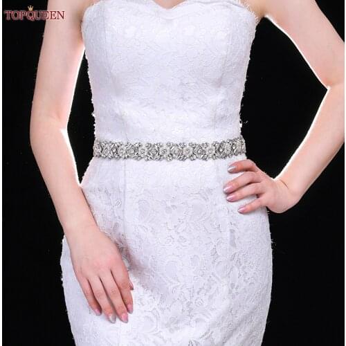 TOPQUEEN S449 Wedding Dress Belt Ladies Pearl Rhinestone Belt Beaded Bridal Gown Belt Silver Diamond Inlaid Bridesmaid Belt