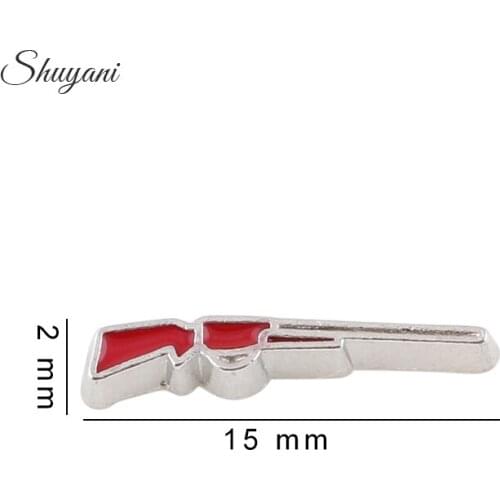 F215 Zinc Alloy Metal Charms Gun Floating Charms Fit Floating Lockets 2*15mm