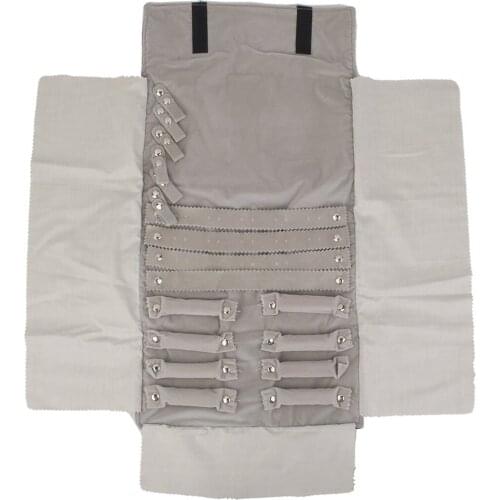 Luxury Velvet Jewellery Roll Ring Earrings Bracelet Display Organizer Pouch Grey