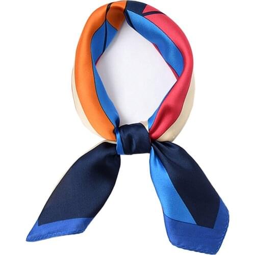 Luxury Solid Summer Women Silk Scarf Square Hijab Little Geometric Print Shawl Wraps Bandanas Foulard Femme Neckerchief Bufandas