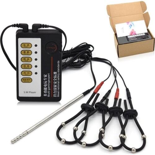 Sex Shop Electric Shock Kit,Penis Rings Fixed Cock Rings prostate Massage Pad Strap Urethral Sounds electro Sex toys for men