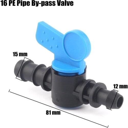 30pcs 16mm PE Pipe Socket Type Irrigation Ball Valve Agricultural Greenhouse Drip Irrigation Hard Pipe Bypass Valve + Washer