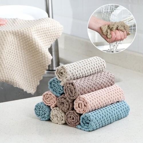 Household Cleaning Cloth Non-Stick Oil Absorbent Cleaning Rags Thick Dish Cloths Kitchen Towel Wiping Tools trapos de limpieza