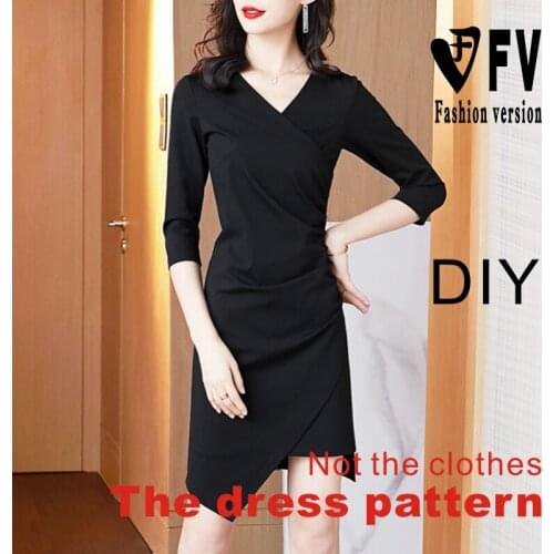High stretch fabric sewing pattern Women Slim dress tailoring drawings BLQ-473