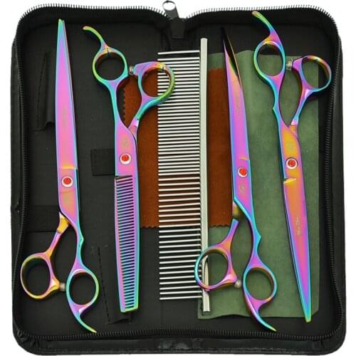 8.0" Japanese Steel Professional Pets Grooming Scissors Forceps Dog Cutting Shears 7.5" Thinning Tesoura Animals Trimmers B0050A