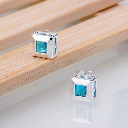 Green stone silver plated earrings 925 jewelry for women silver earrings VESTSAAV