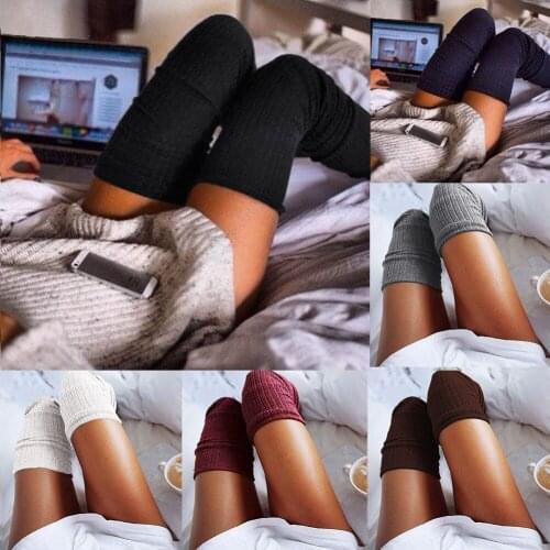 2019 Womens Winter Soft Wool Warm Knit Over Knee Thigh High Causal Solid Stockings Special offer 7 Colors