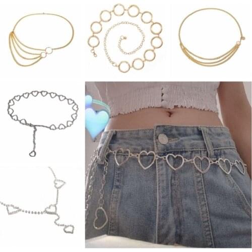 Explosive metal waist chain female fashion love flower shape decorative dress with small ball pendant belt