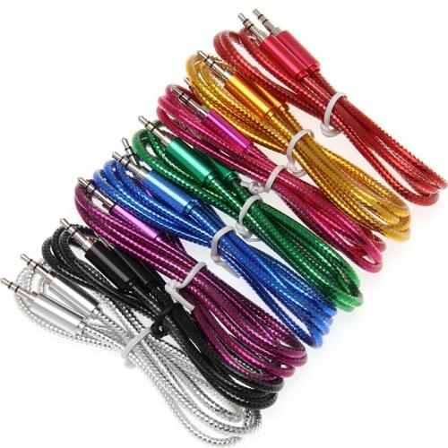1m Car Aux Cord Nylon Jack Audio Cable 3.5 Mm To 3.5mm Aux Cable Male To Male Audio Aux Cable 500PCS/LOT