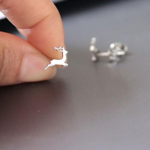 1 pair/deer earrings fawn stainless steel earrings， deerlet earrings, fashion men and women earrings gift, good luck to you