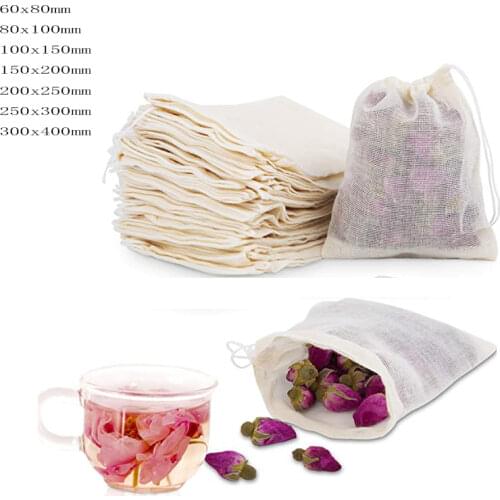 10/50/100Pc 8x10 New Cotton Muslin Drawstring Reusable Bags for Soap Herbs Tea