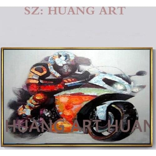 100% Hand painted Abstract Beautiful Motorcycle Oil Painting Pictures On Canvas Modern Living Room Wall Decor Picture