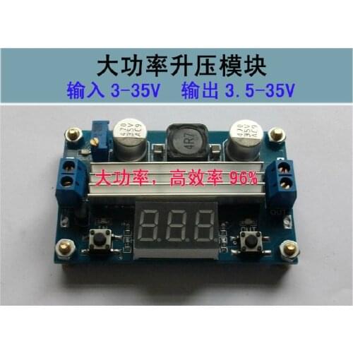 2pcs/lot DC - DC power can raise pressure module 3.0 ~ 35 v up 3.5 ~ 35 v 100 w with digital voltmeter