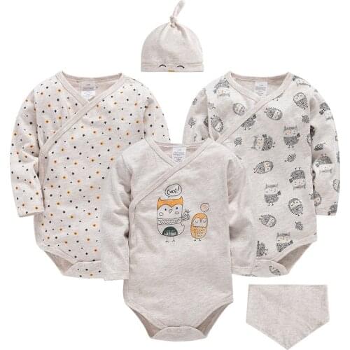 2020 New born Baby Rompers Jumpsuit Organic Cotton Infant Baby Clothes for Gifts Beige Toddler Boys Girls Rompers Bebe Roupas