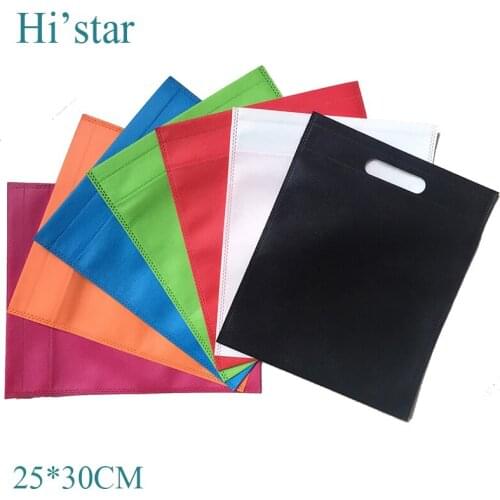 25*30cm 7 pieces/lot mix 7 colors sac cabas reusable eco non woven shopping for women custom shopping bag accept custom logo